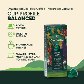 Juan Valdez Single Serve Espresso Pods/Capsules Compatible with Nespresso Machines 1.58 oz - Premium Colombian Coffee 8 Count (8, Organic Dark Roast)