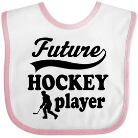 inktastic Future Hockey Player Baby Boy Baby Bib White and Pink 38a21