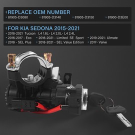 81905-D3080 Ignition Lock Switch Set Assembly Compatible with 2016-2021 Hyundai Tucson Replaces Ignition Lock Switch Housing Assembly 81905D3080 81900-D3E00 81900D3E00