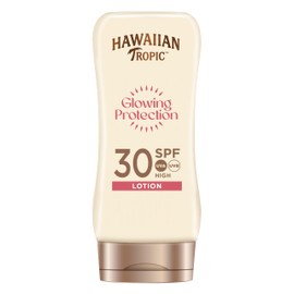 HAWAIIAN Tropic Hawaiian Tropic Glowing Protection Sunscreen Lotion SPF 30 UVA plus UVB Protection, 180 ml, Tropical Scent, with Shea Butter, Water Resistant, Vegan