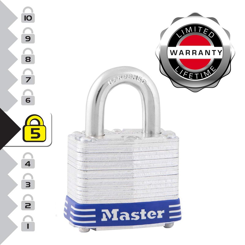 Master Lock 3EURD Laminated Padlock with Key, Grey, 5,9 x