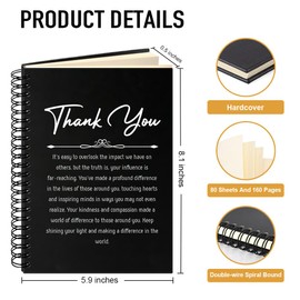 PUVOXHO Thank You Hardcover 160 Pages Spiral Notebook, Appreciation Gifts for Boss Leader Supervisor, Thank You Gifts for Teacher Social Worker School Counselors, Friend Coworker Gratitude Gifts