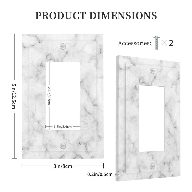 White Grey Marble Single Rocker Wall Plate Decorative Outlet Light