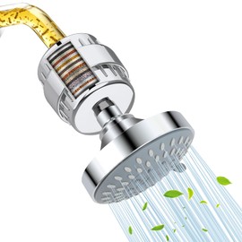 Regadera Filtro 20 Etapas, Cabezal 4'', 5 Modos Presión Anticloro | Cartucho Agua Dura, Elimina Cloro y Metales, Cuida Piel y Cabello, Instalación Fác