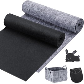 MICHIHOMIE 2 Rollen Filz Meterware, 30cm x 150cm × 3mm Filzstoff Meterware, Polyester Filzmatte, Bastelfilz zum Zuschneiden für DIY Filzunterlage Patchwork Nähen Basteln (Schwarz + Grau)