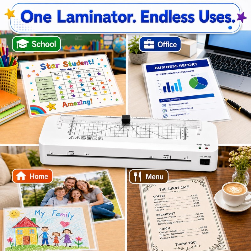 Laminator, A3 Laminator Machine with Built-in Trimmer, 70 Seconds Quick