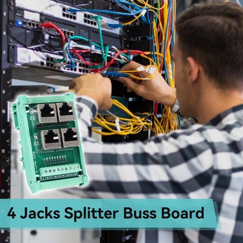 4 Way Buss Board, Rj45 8p8c Jack Breakout Board 0.5a