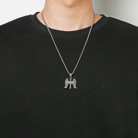 HZMAN Stainless Steel Archangel ST. Michael Wing with Cross Necklace for Men