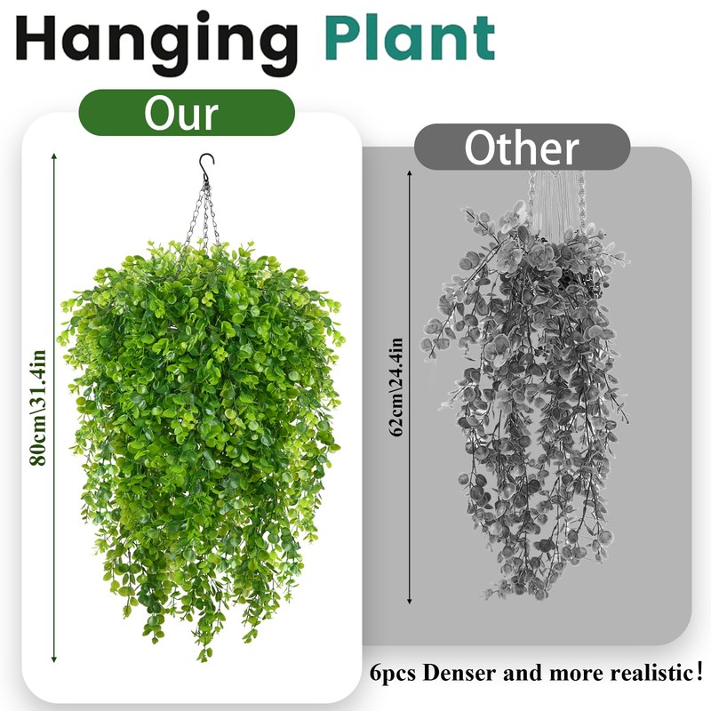 2 Set Fake Hanging Plants Baskets for Outdoors 30" Fall