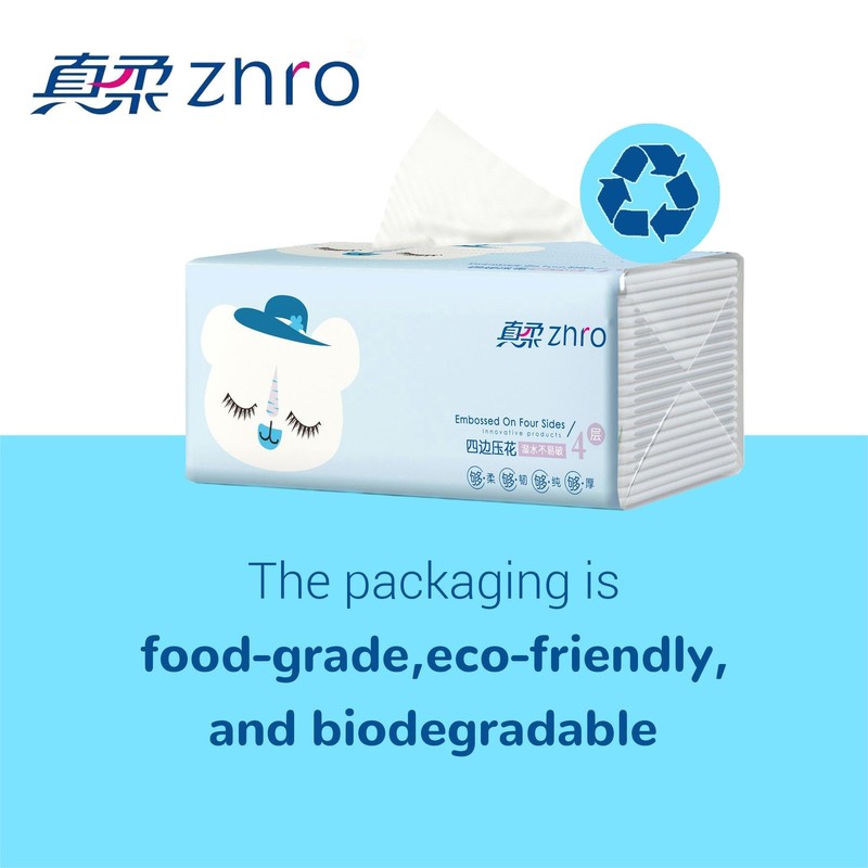 Zhro 4-Ply Premium Facial Tissues, 40 Large Packs (5.6x3.6x2.7") -