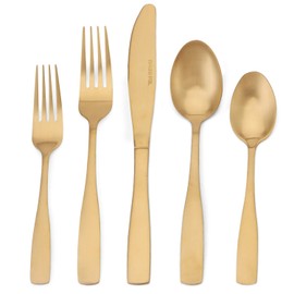 Matte Gold Silverware Set, Satin Finish 40-Piece Stainless Steel Flatware set, Tableware Cutlery Set Service for 8, Utensils for Kitchens, Dishwasher Safe