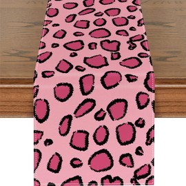 ZCHOMI Pink Leopard Print Table Runner 13x72 Inch Trendy Kitchen Dinning Table Decoration for Home Party Decor