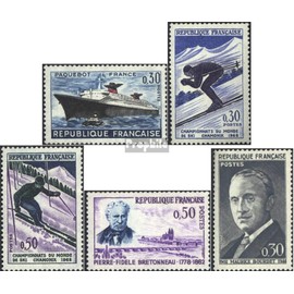 France 1378,1379-1380,1381,1382 (complete.issue.) unmounted mint/never hinged ** MNH 1962 Ship, Ski, Bourdet, Bretonneau (Stamps for collectors) Winter sports (skiing/ice hockey/bobsleigh ...)