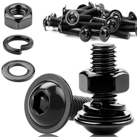 Pack of 20 Screws M5 x 16 Rounded Head Screws M5 Screws Black Screws with Nuts Flat Head Screws M5 Stainless Steel A2 V2A Stainless Steel Screws Hex Nuts Washers Assortment Kit