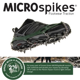 Kahtoola MICROspikes Footwear Traction for Winter Trail Hiking & Ice Mountaineering - Forest Green - Medium