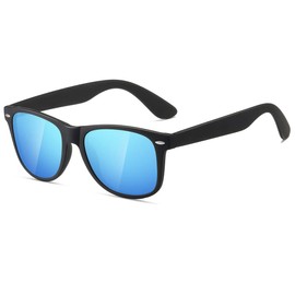 kimorn Polarized Sunglasses Classic Unisex Horn Rimmed 80's Retor Eyewear AE0300 (Black&Pale Blue, 52)