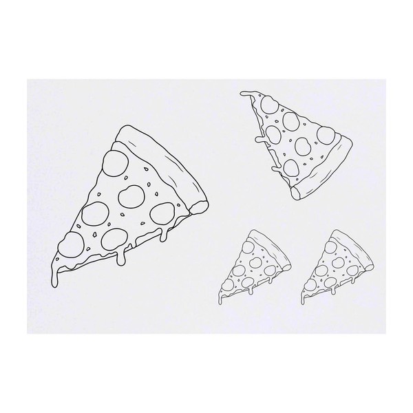 Azeeda 4 x 'Pizza Stück' Temporäre Tattoos - Wasserfest, Hautfreundlich