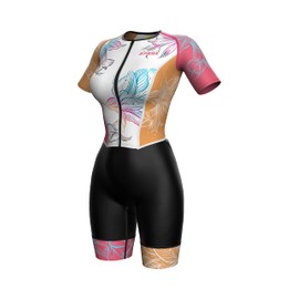 Sparx Aero Triathlon Suit Women Short Sleeve Tri Suit Women Running Swimming Cycling SkinSuit (US Floral, XL), Floral, X-Large