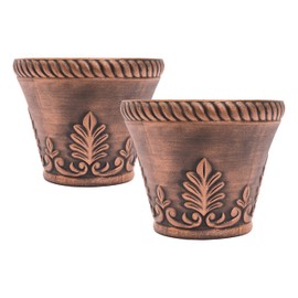 Maceta de plástico de aspecto veneciano rústico para interior, exterior, jardín, patio, decoración del hogar, reutilizable, peso ligero, resistente al agua (cobre)