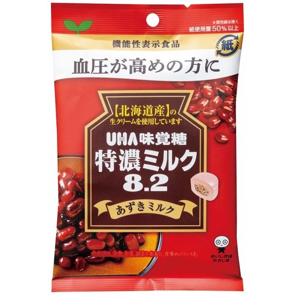 UHA味覚糖［公式］血圧が高めの方に まとめ買い 機能性表示食品 特濃ミルク8.2 あずきミルク 8袋セット
