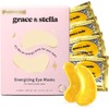 Under Eye Mask - Reduce Dark Circles, Puffy Eyes, Undereye Bags, Wrinkles - Gel Under Eye Patches, Vegan Cruelty-Free Self Care by grace and stella (4 Pairs, Gold)