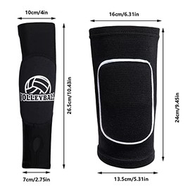 obmwang 2 Pieces Volleyball Accessories Including Volleyball Knee Pads and Volleyball Arm Sleeves with Protection Pads and Thumb Hole for Women Girls 