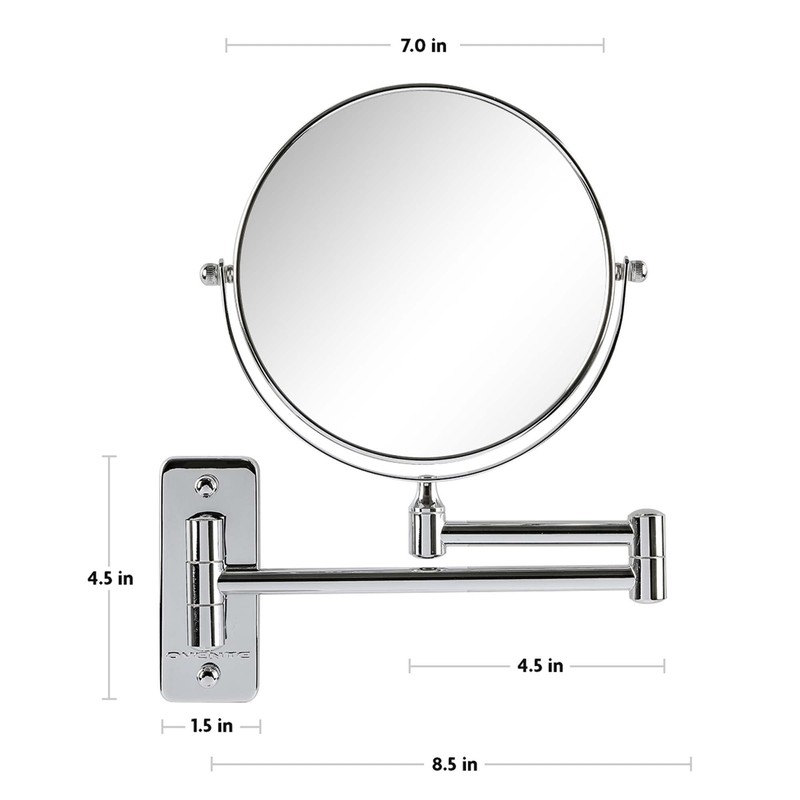 OVENTE 7" Wall Mounted Makeup Mirror with 1X/7X Magnification, Double
