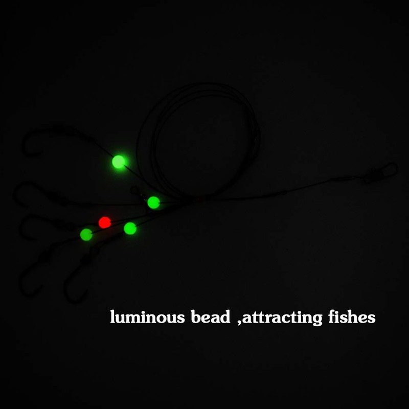 Fishing Hook with Leader,5 Hooks Fishing Rig-7 Strands Nylon Coated