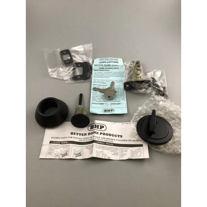 Better Home Single Cylinder Deadbolt Door Lock Black New In