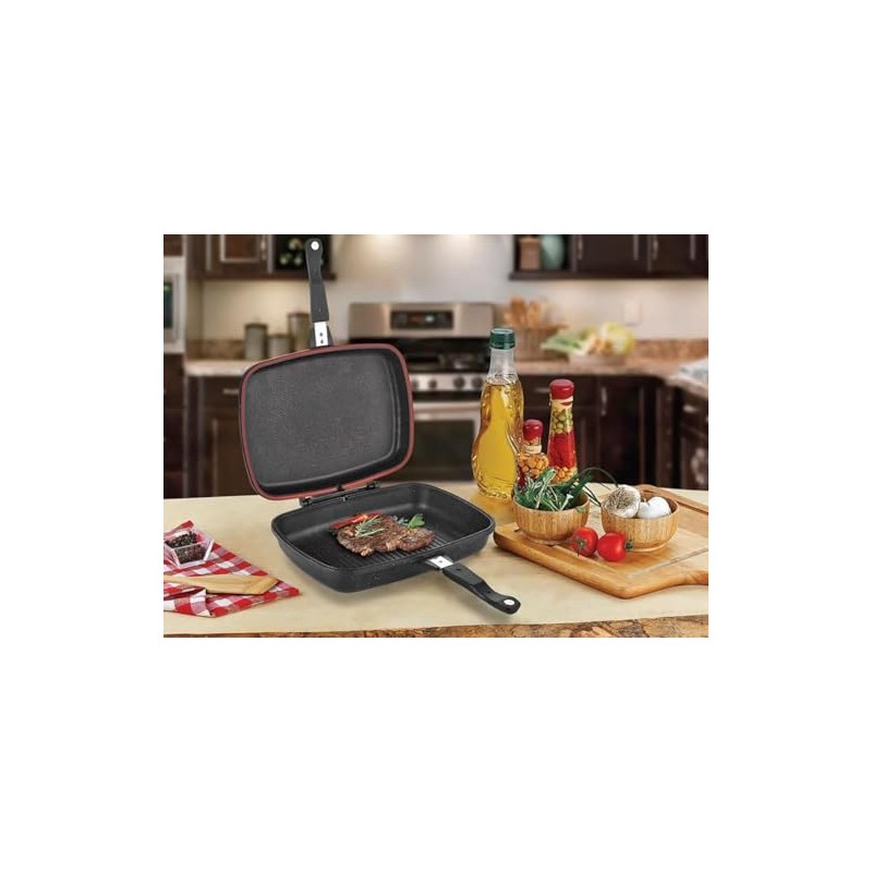 WILMA BLACK Granite Non-Stick Reversible Grill and Griddle Pan (14.2