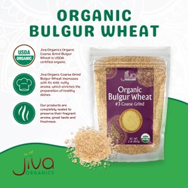 Organic Bulgur Wheat Coarse #3 2 LB - Non-GMO, Grown in USA, 100% Natural Wheat Berries, Resealable Bag by Jiva Organics