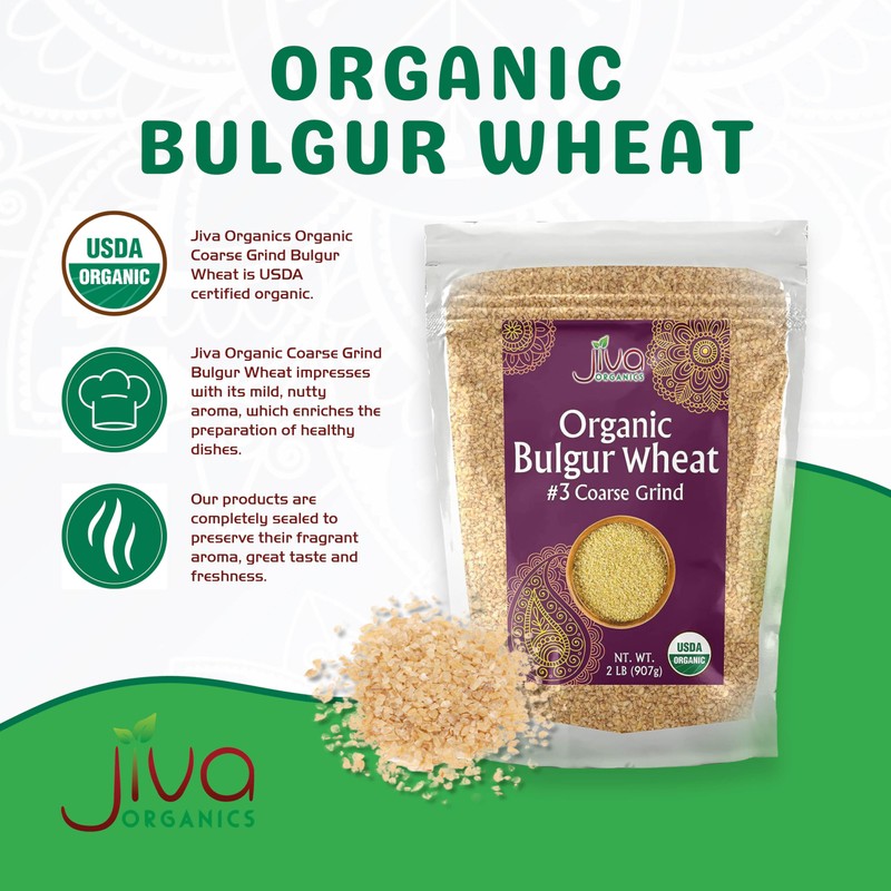 Organic Bulgur Wheat Coarse #3 2 LB - Non-GMO, Grown