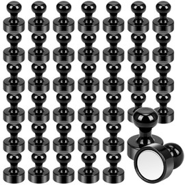 Wzone Neodymium Magnets, Extra Strong, 12 x 16 mm, Pack of 40 Black Magnets, Strong Hold, Notice Board Magnets, Whiteboard, Magnets Push Pins for Fridge, Office and Notice Board