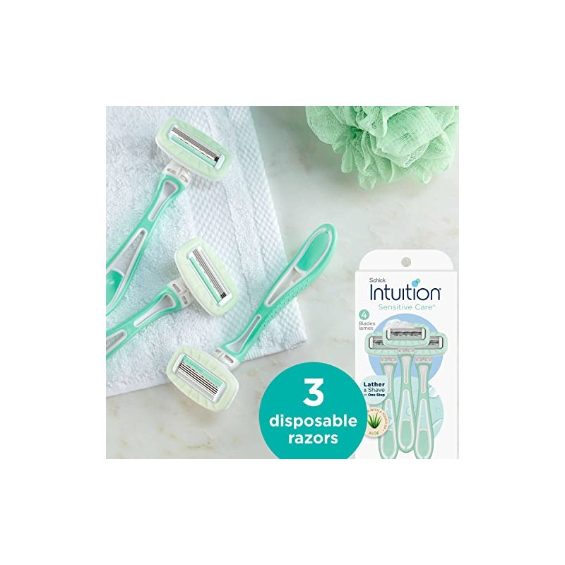 Schick Intuition Afeitadoras Desechables para Mujeres con Piel Sensible, 3