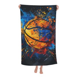 PXLNJHO Colorful Basketball Beach Towel, Soft Lightweight Microfiber Quick Dry Bath Towels Gifts for Bathroom, Pool, Travel, Swimming Decor 31"x51"