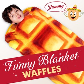 Jorbest Waffles Blanket Adult Kids and Baby Size for Birthday Gifts, Double Sided Food Throw Blanket Funny Gifts for Women Men Teen, 285 GSM Soft Flannel Taco Blanket (Brown, 60 inches)
