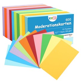 Pack of 600 Presentation Cards, 12.7 x 7.6 cm Index Cards, Flashcards, Blank DIY Paper Cards for Christmas, Crafts, Office, School, Presentation and Presentation (10 Colours, 150 g/m²)