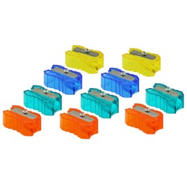 KUM AZ3030316-G Sharpener 201, Ice Colours, up to 8 mm Diameter, 10 Sharpeners, Orange, Turquoise, Blue, Yellow