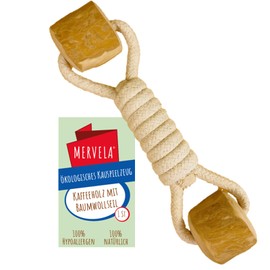 MERVELA® Cotton Chew Rope with Coffee Wood Bone for Dogs - Natural Chew Toy, Dental Care & Durable - For All Dog Sizes (Chew Rope 6)