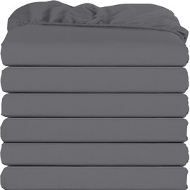 Utopia Bedding Queen Fitted Sheets - Bulk Pack of 6 Bottom Sheets - Soft Brushed Microfiber - Deep Pockets - Shrinkage & Fade Resistant - Easy Care (Grey)