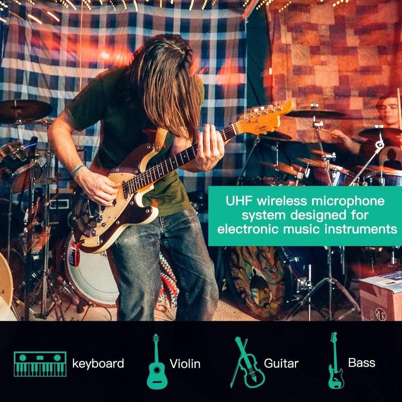 Wireless Guitar System UHF Wireless Transmitter Receiver for Electric Guitar Bass Acoustic