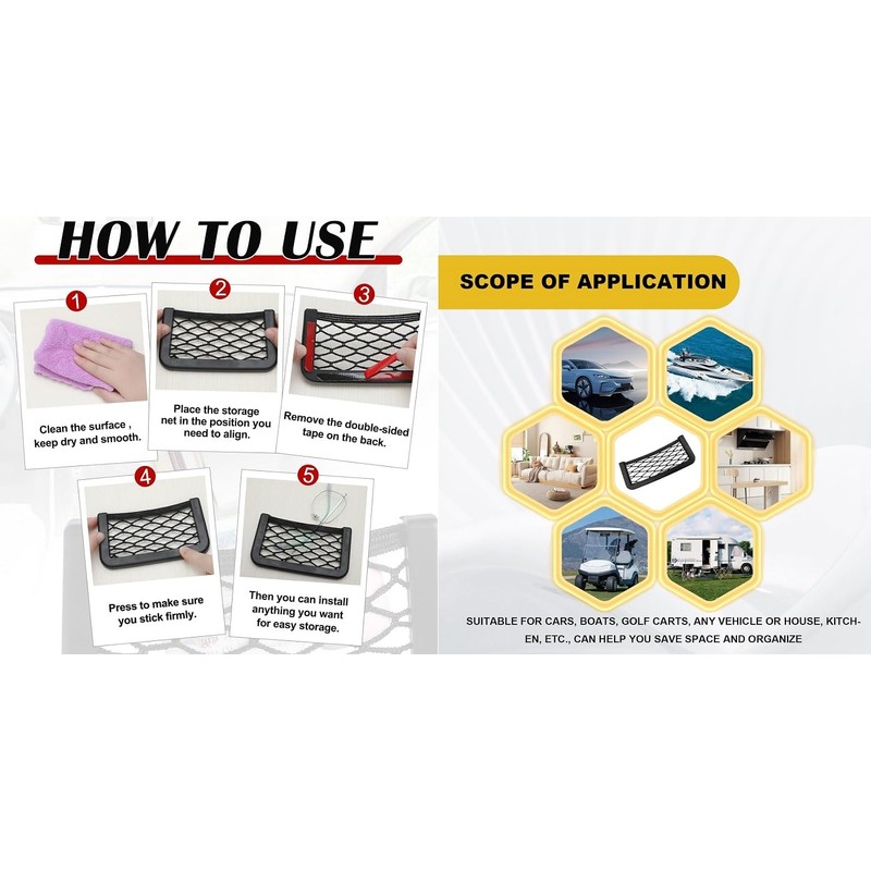 Framed Mesh Net Holder Car Organizer, Seat Side Back Netting