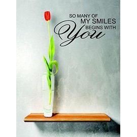 So Many of My Smiles Begins with You Girls Love Beautiful Crown Prince Unicorns Royalty Sweet Dreams Decorating Holiday Gift Ideas Girl Boy Bedroom Wall Decal Sticker - Size: 13 Inch x 18 Inch