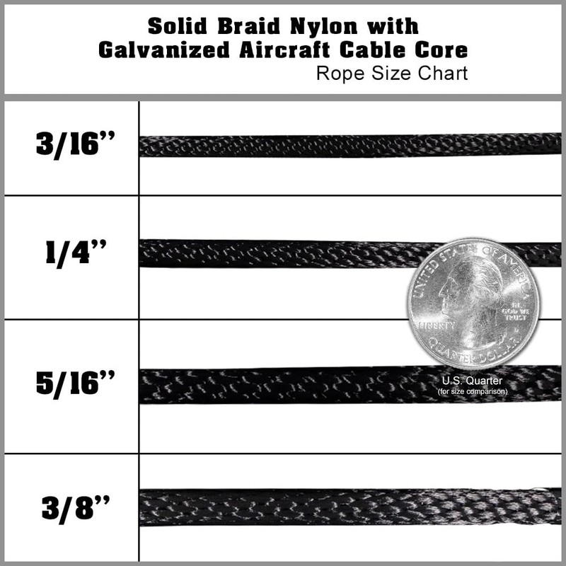 Rope and Cord Solid Braid Nylon Galvanized Cable – Multi