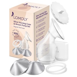 Copas de lactancia de plata: Protector de pezón de plata 999 pura | Copas de lactancia materna con protectores de seno y extractor de leche manos libres (L - 1.8 x 0.6 pulgadas)