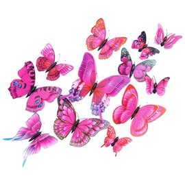 TINA.WIN Crafts, Decorative Artificial Butterflies, Lifelike, for Wedding, Home, Flower Pot, Christmas, Party, Spring, Home Decoration, Flower (Pink)