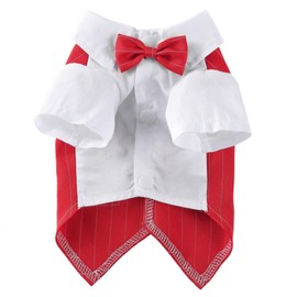 DOTEYAYP Formal Pet Attire for Small Dog Cats, Christmas Shirt Costume with Bow Tie, Puppy Tuxedo for Parties and Events (X-Large, Red)