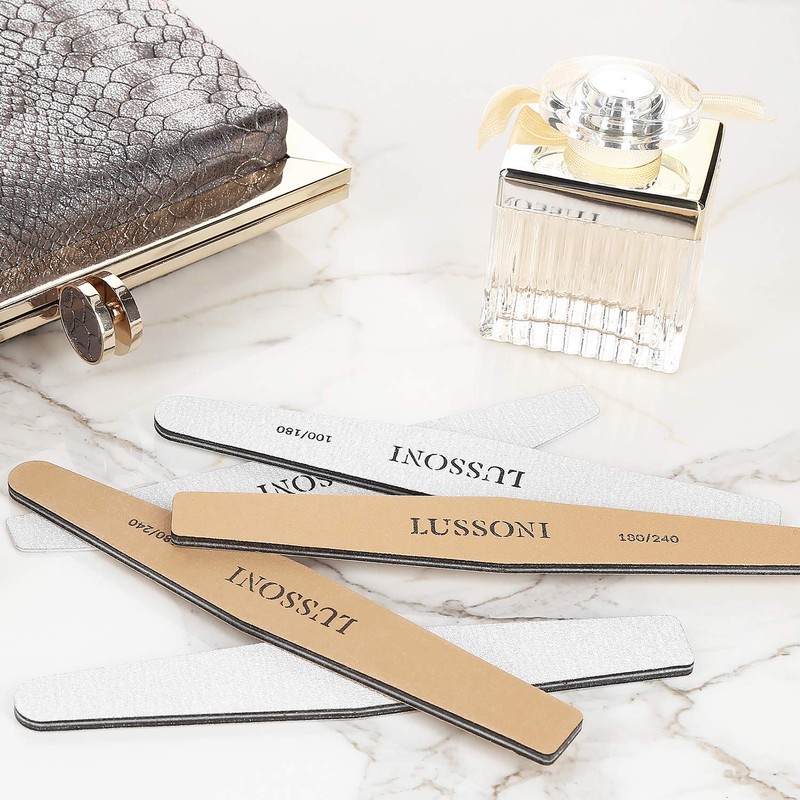 T4B Lussoni Premium Trapezoidal Nail Files, Grit 180/240, for Natural