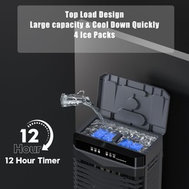 Auertech 1800CFM Swamp Cooler with Remote, 5.3 Gal Evaporative Air Cooler with 12H Timer, 120° Oscillation, 3 Speeds, 4 Ice Packs, Portable Swamp Cooler Air Conditioner with Casters for Garage, Room