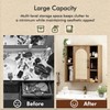 RUSTOWN Boho Rattan Wall Cabinet, Midcentury Bathroom Cabinet with Sliding